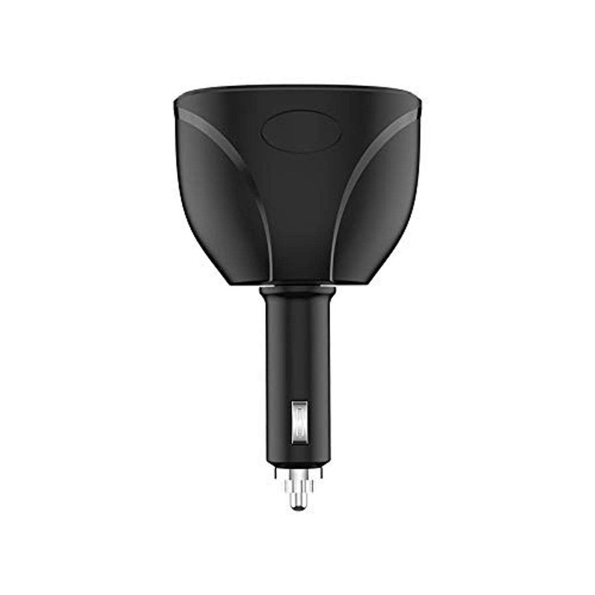 Black dual USB car charger with single cigarette-lighter style plug, QC3.0