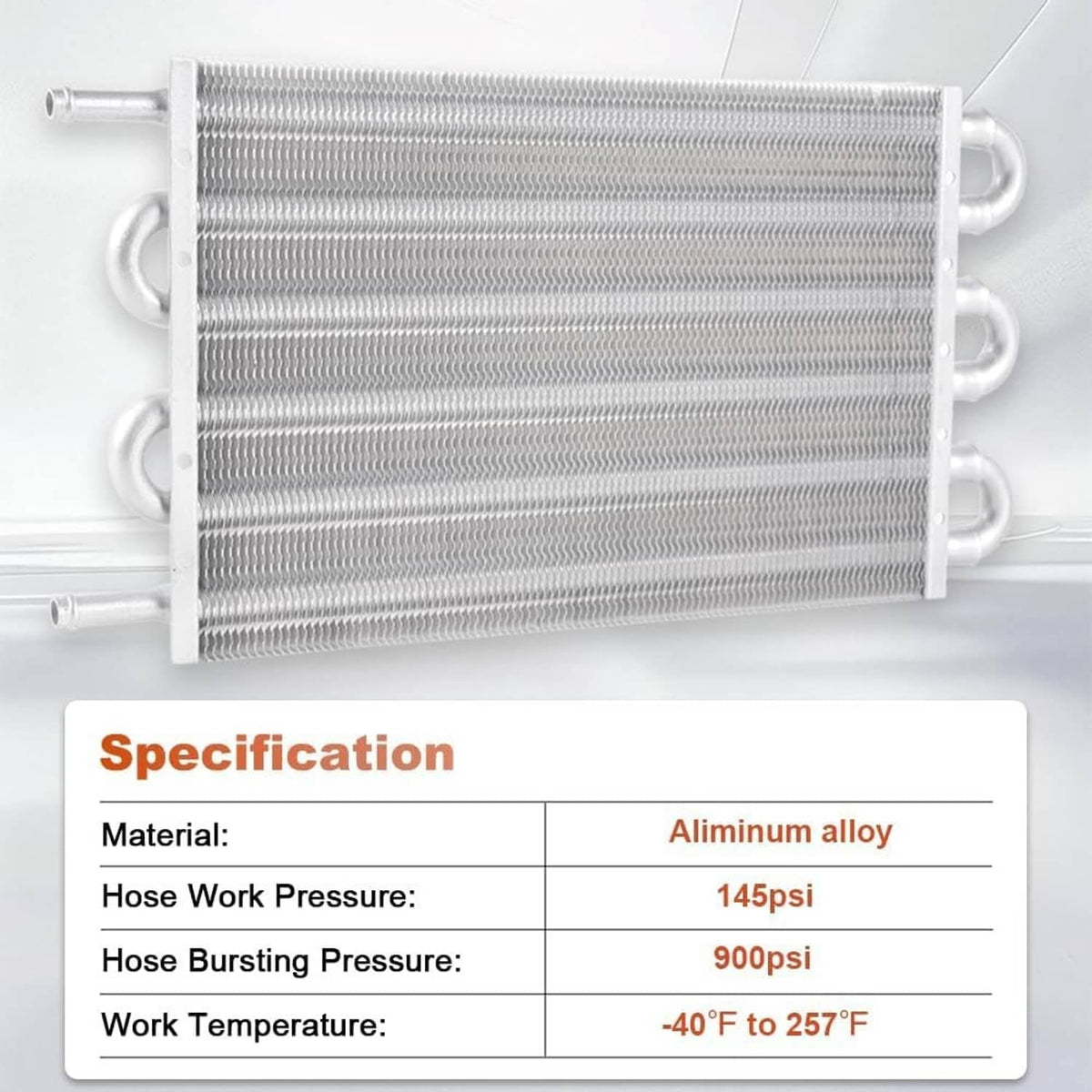 Aluminum transmission oil cooler radiator with multiple side hose ports