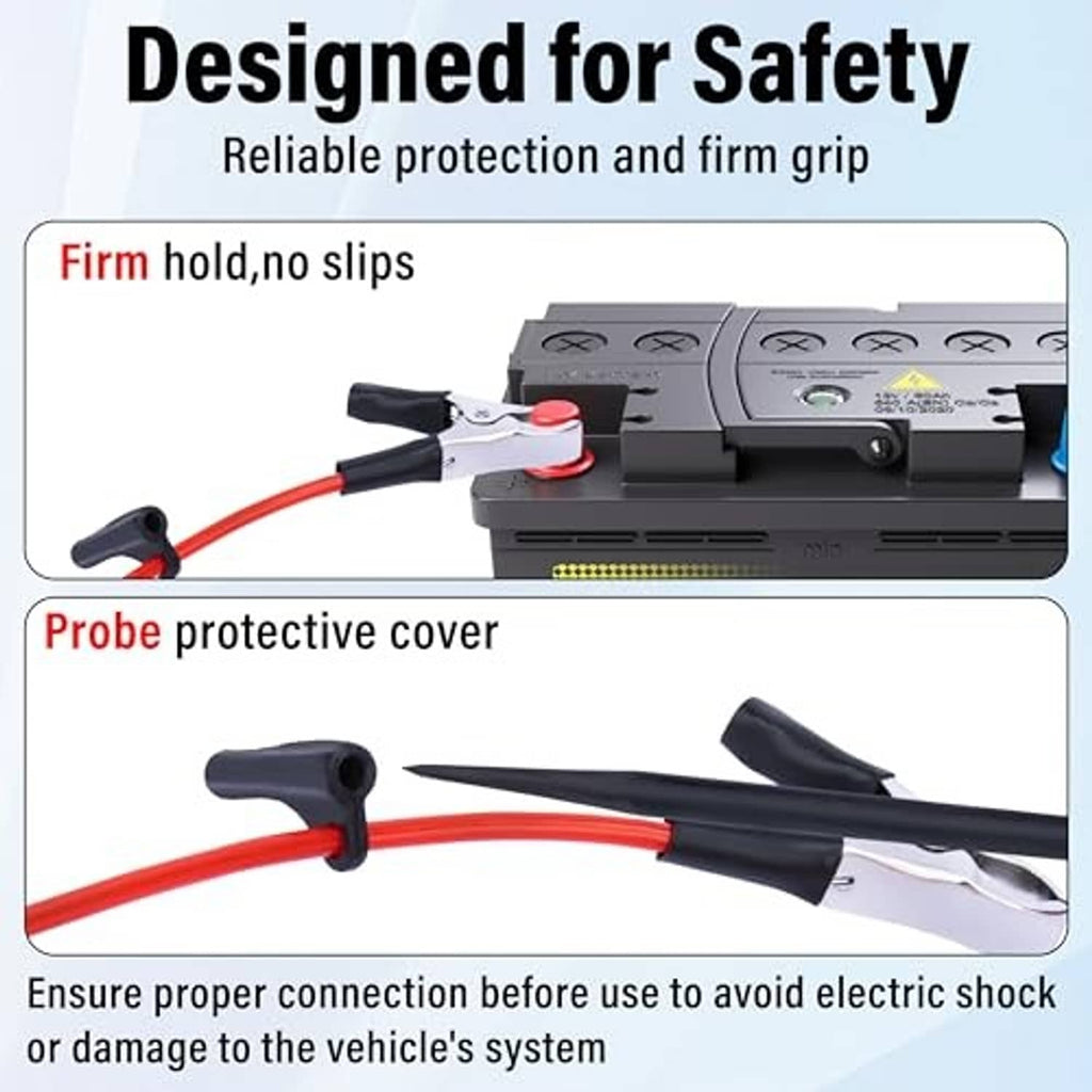 Automotive circuit tester with protective probe cover and insulated alligator clips