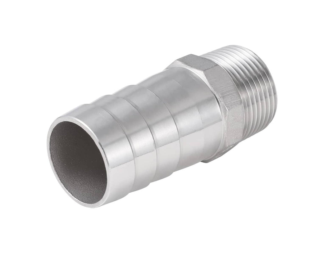 Stainless steel hose barb fitting, silver straight coupler with barbed socket end