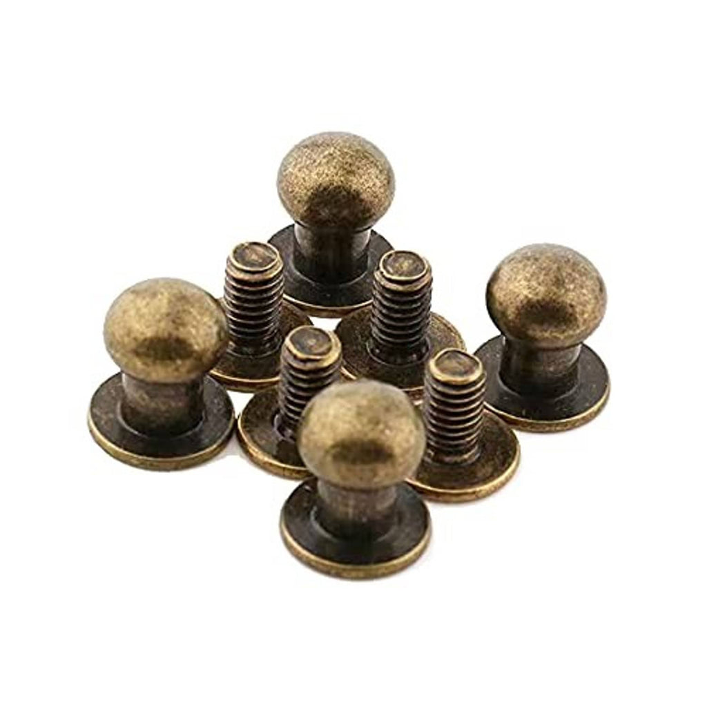 Bronze round head button studs with Phillips screws, set of small fasteners