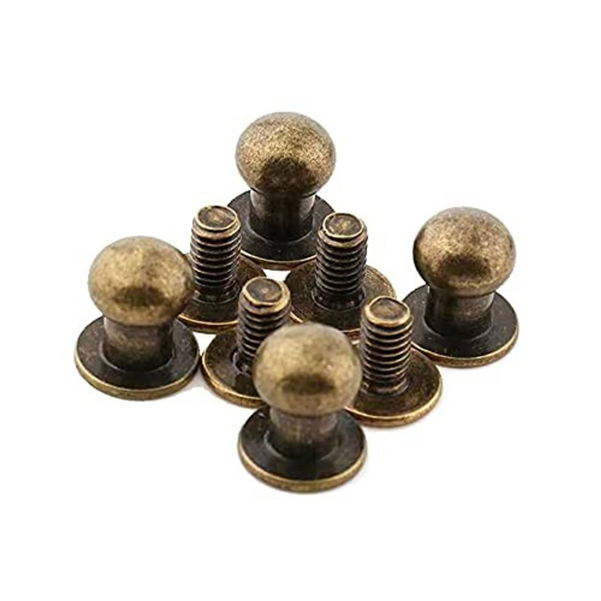 Bronze round head button studs with Phillips screws, set of small fasteners