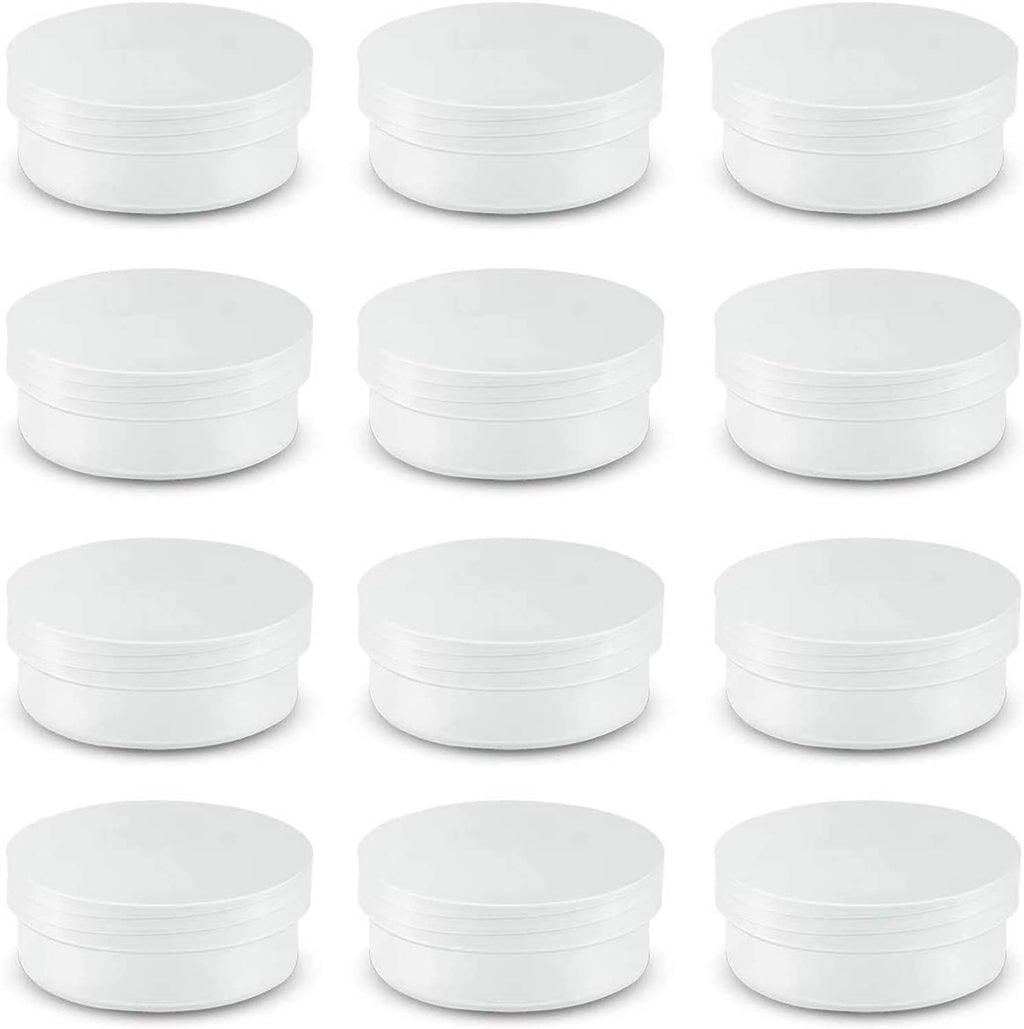 Round clear frosted plastic jar containers, stack of multiple lids (20 pack)