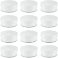 Round clear frosted plastic jar containers, stack of multiple lids (20 pack)