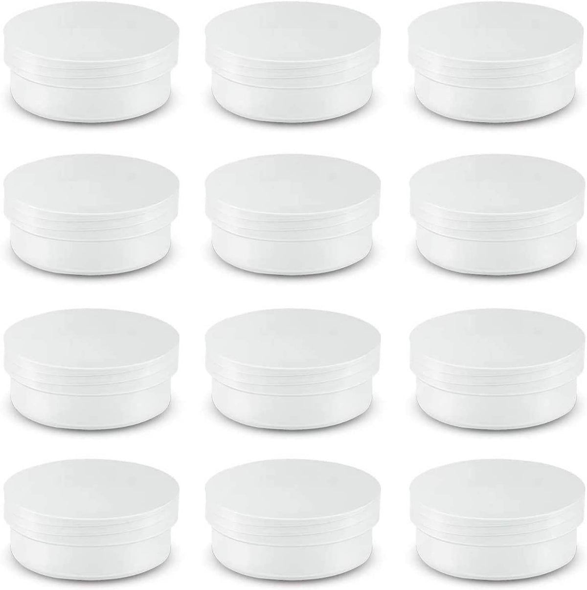 Round clear frosted plastic jar containers, stack of multiple lids (20 pack)