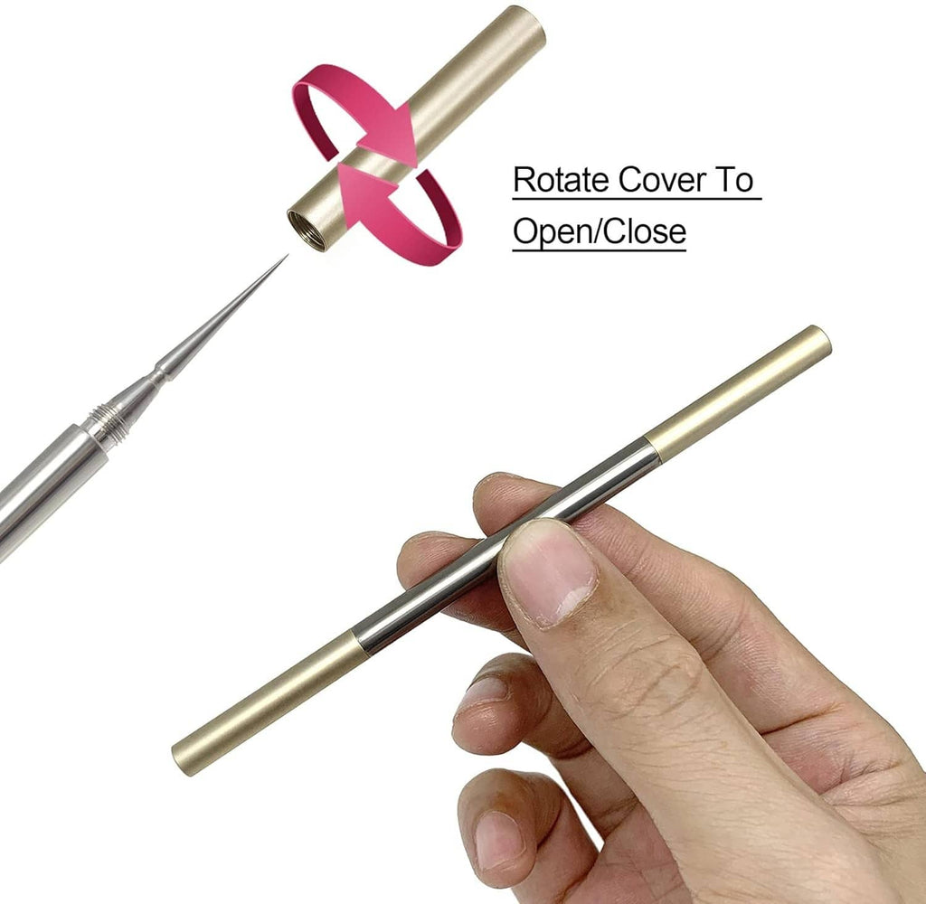 Facial extractor tool with rotating cap; hand demonstrates open/close cover
