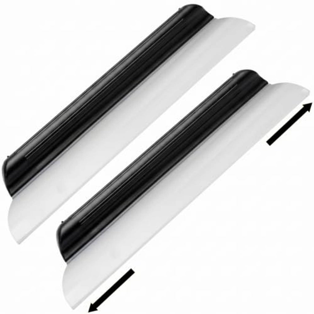 Car drying squeegee set with black silicone blades, two pieces shown at angle
