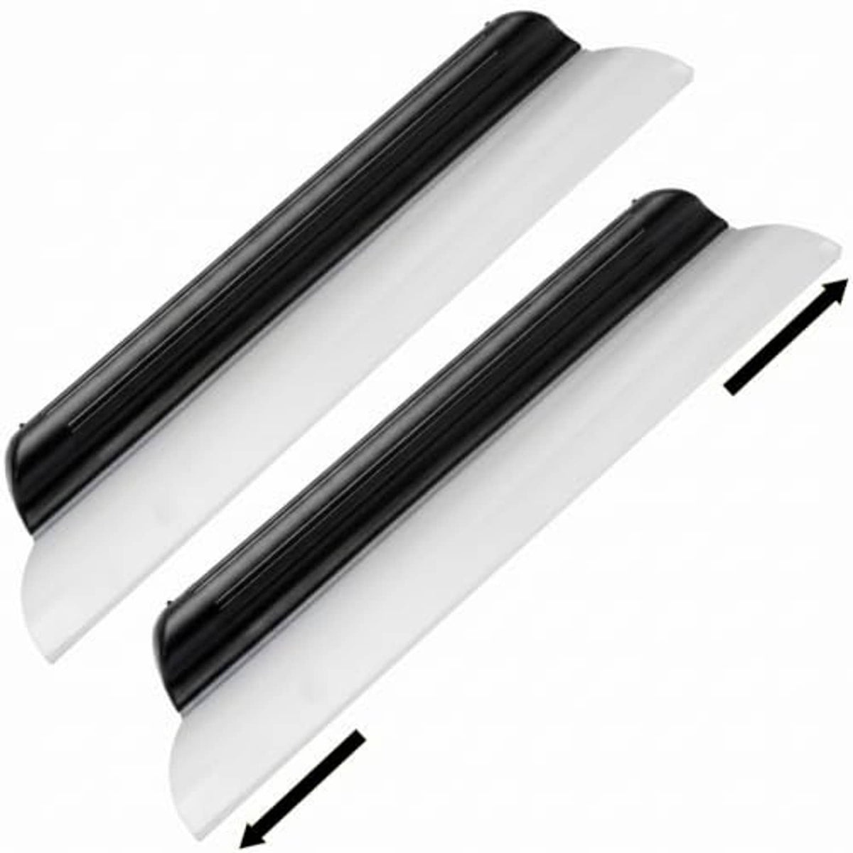 Car drying squeegee set with black silicone blades, two pieces shown at angle