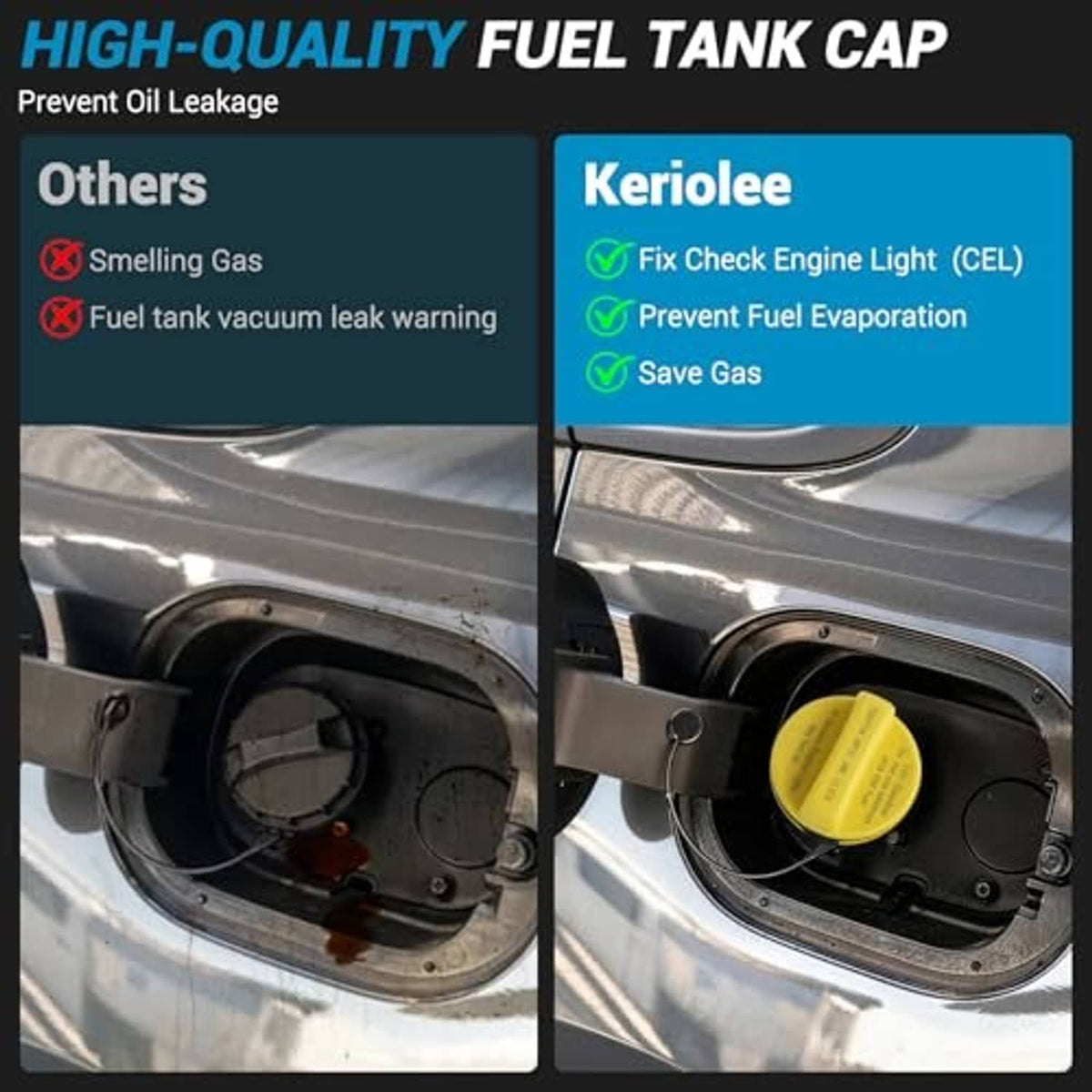 Yellow fuel tank gas cap shown installed inside the fuel opening