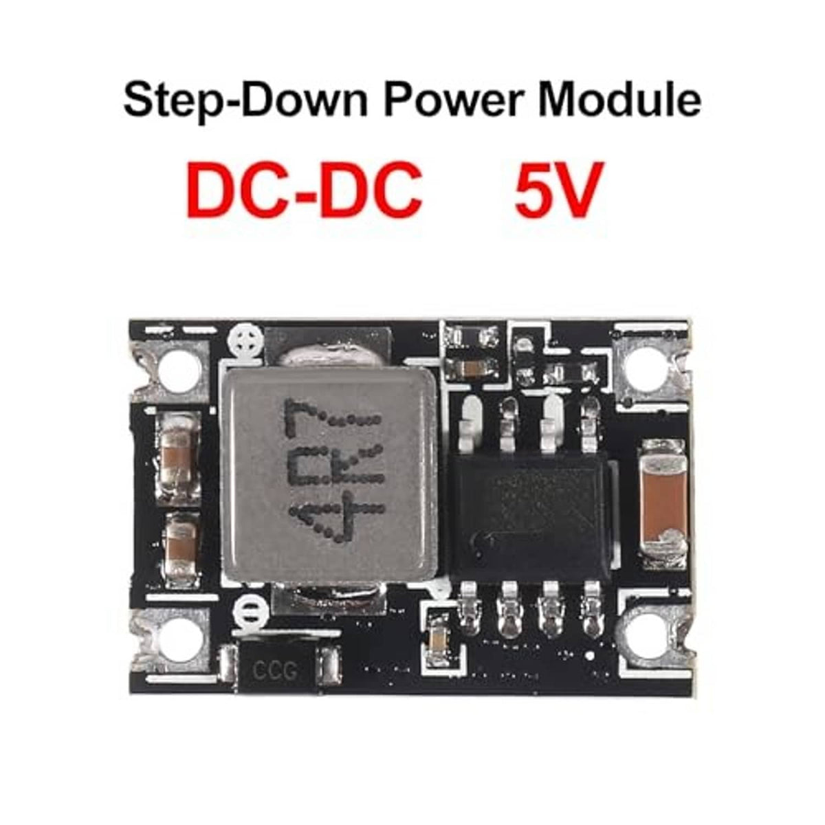 Step-down DC-DC 5V power module PCB with regulator IC and inductor