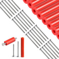 Outlet extender kit with red nonconductive spacers and long stainless screws