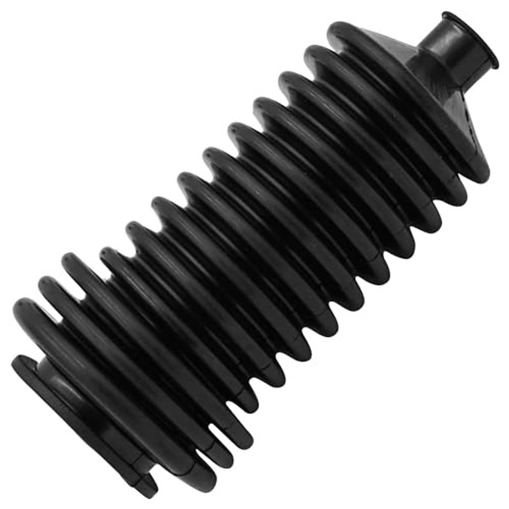Black steering rack boot with ribbed accordion folds and small side vent