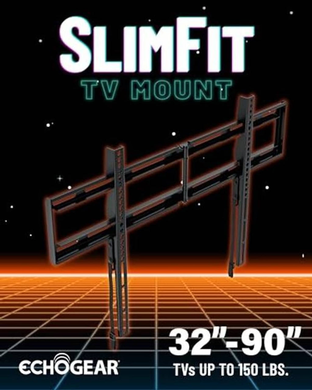 Universal fixed TV wall mount for 32–90 in TVs, up to 150 lb, black