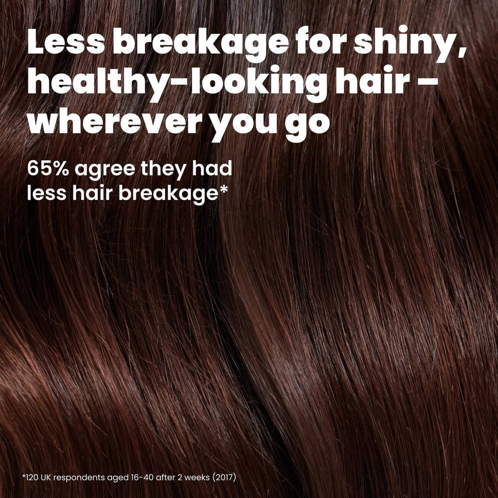Close-up hair texture with a less-breakage, shiny hair look