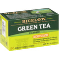 Bigelow decaffeinated green tea box with foil-wrapped tea pouches