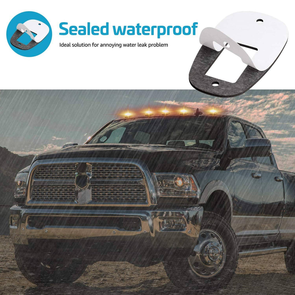 White oval sealed cab marker light gasket with mounting holes and adhesive backing