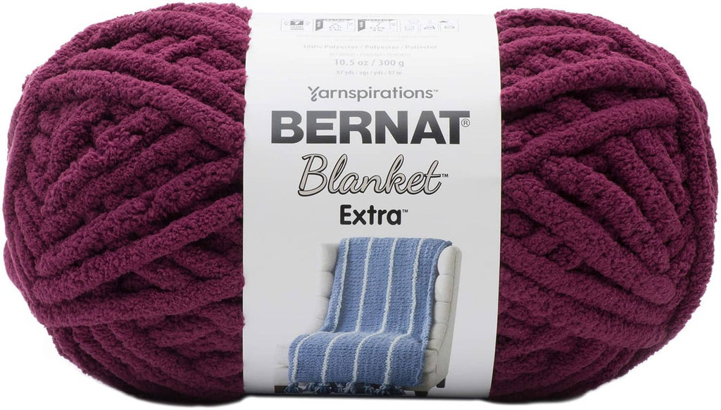 Jumbo yarn skein in burgundy plum, textured chenille-style fiber for crafts