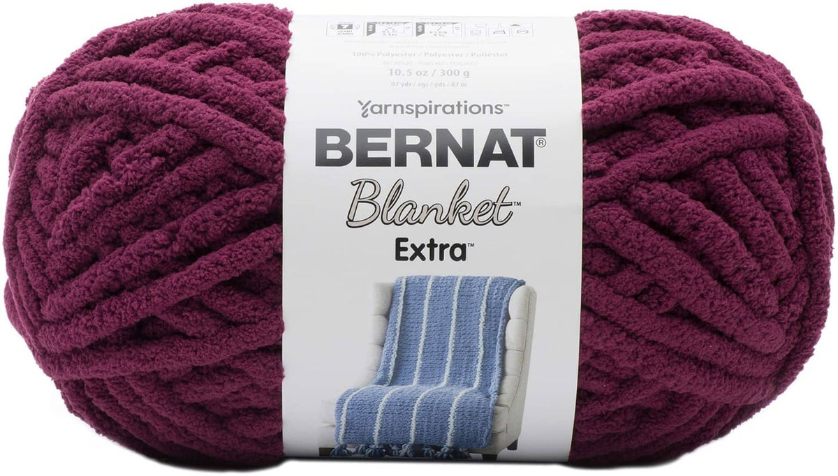 Jumbo yarn skein in burgundy plum, textured chenille-style fiber for crafts