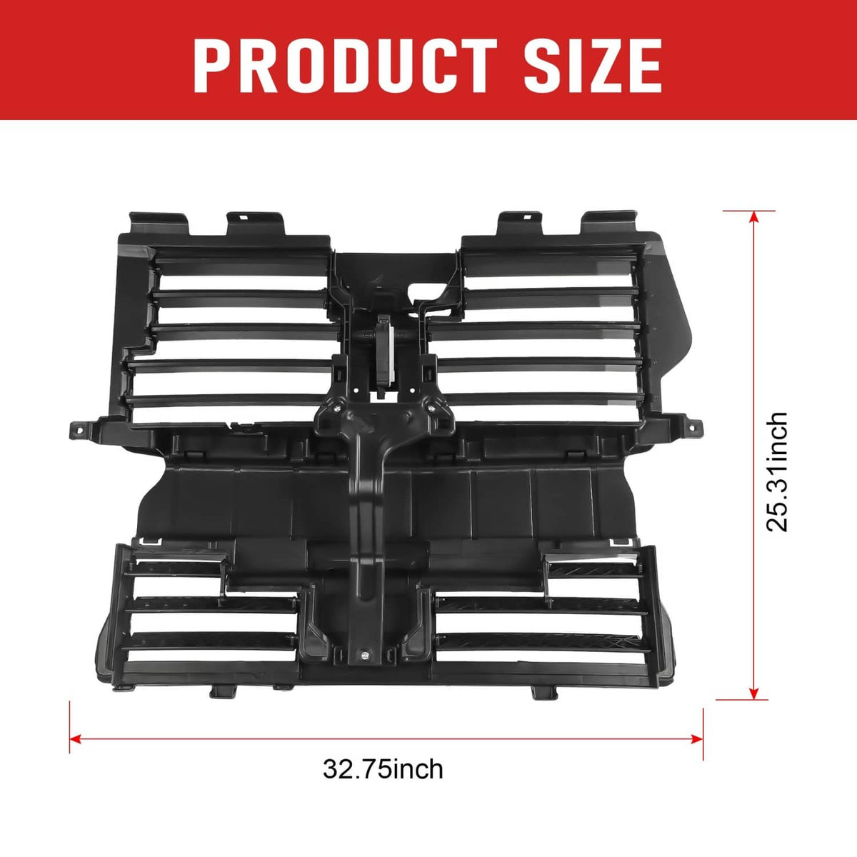Active grille shutter motor assembly, black dual shutter louvers with mounting brackets