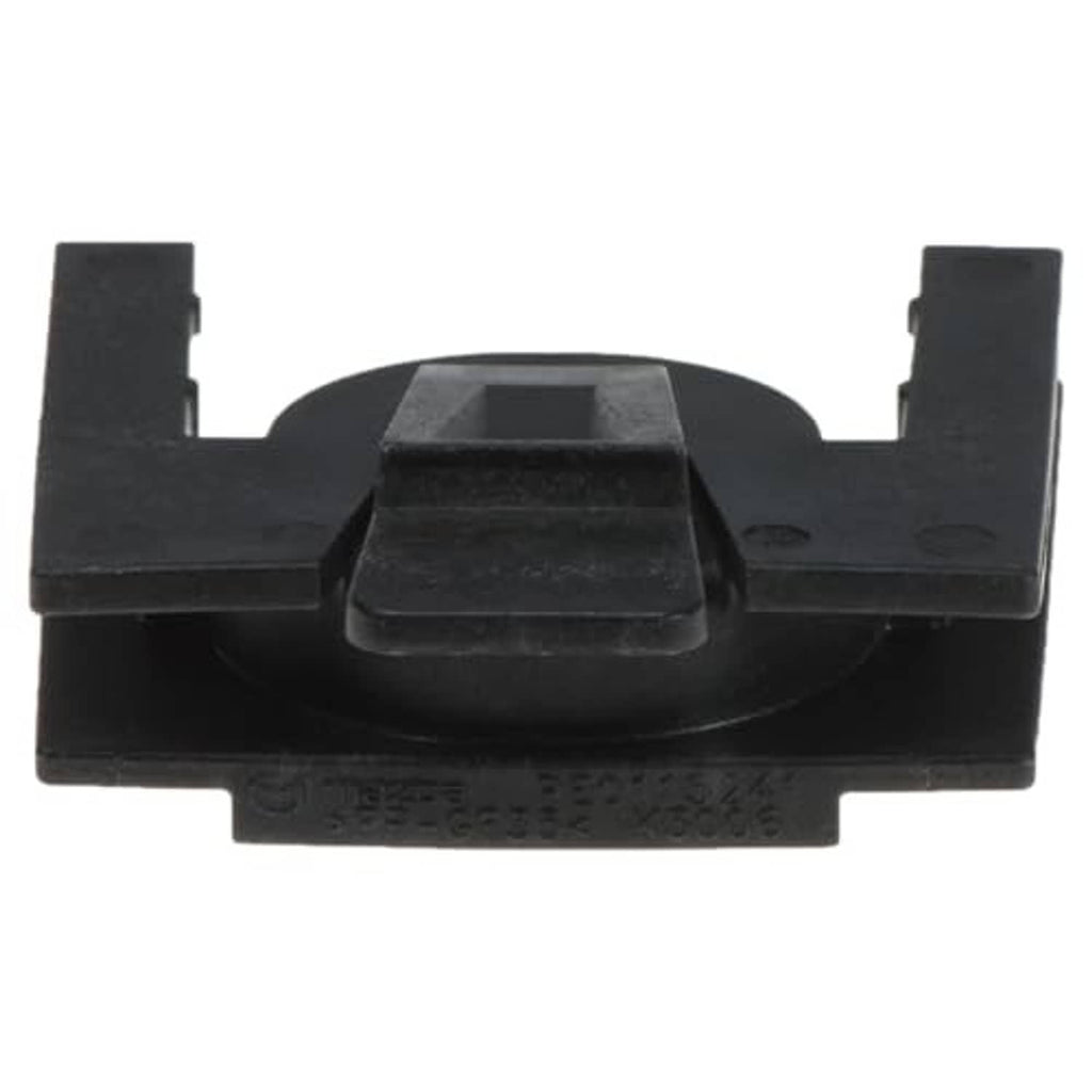 Black radiator upper bracket with central raised tab and two side legs