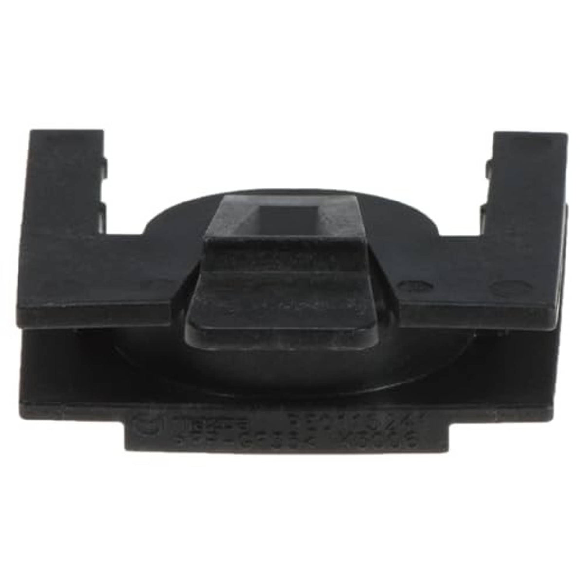 Black radiator upper bracket with central raised tab and two side legs