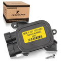 Black throttle potentiometer with yellow label and mounting ears