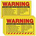 Yellow warning parking violation stickers, set of several on a sheet
