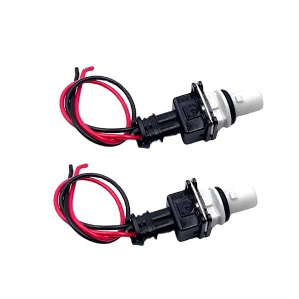 Two side marker socket connectors with red/black leads and white plug ends
