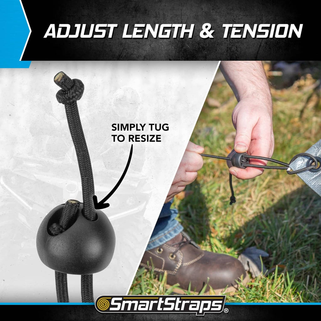 Black adjustable toggle ball bungee cord with ball and adjustable length tension