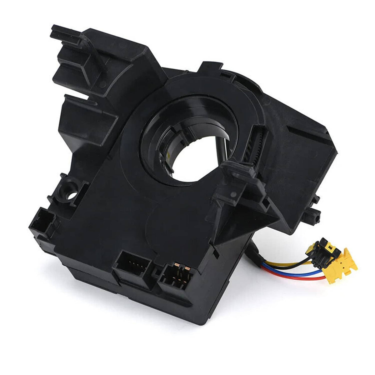 Clock spring contact assembly with circular opening and wiring harness, black plastic