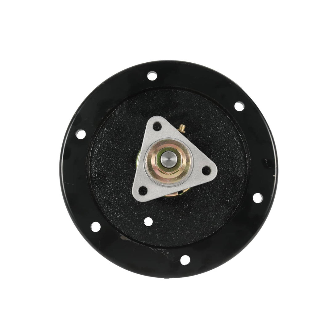 Black spindle base plate with center bearing and four corner mounting holes