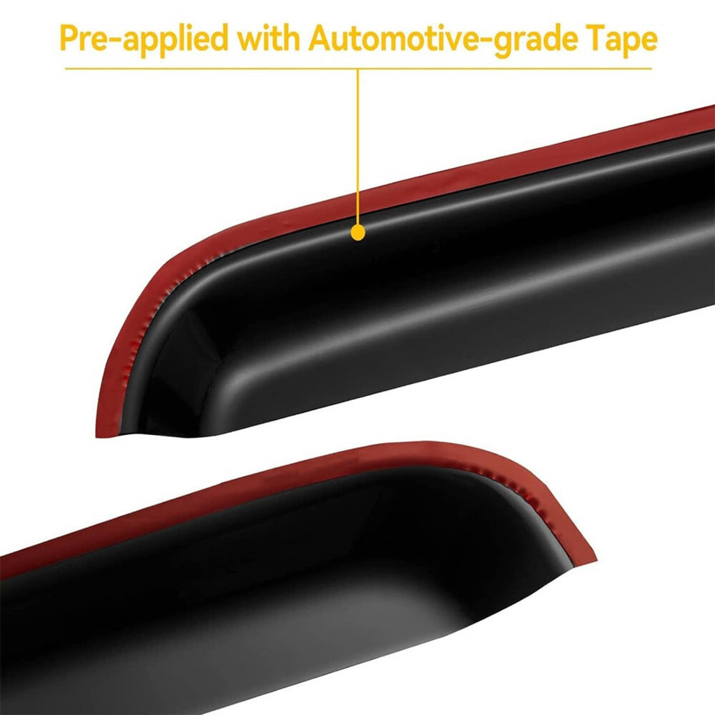 Black window visor with pre-applied automotive tape along the underside edge