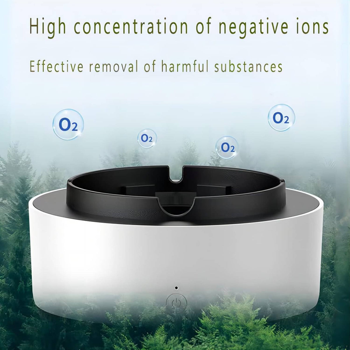 White air purifier with black top ashtray insert and vent opening on the lid