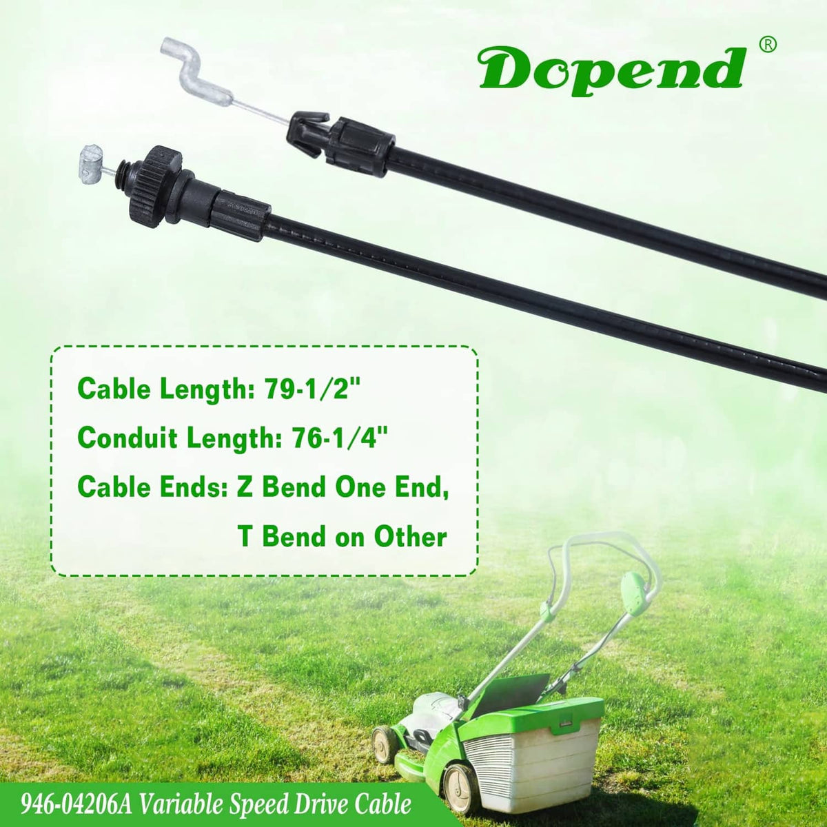 Black variable speed drive cable with two connector ends and mounting tabs