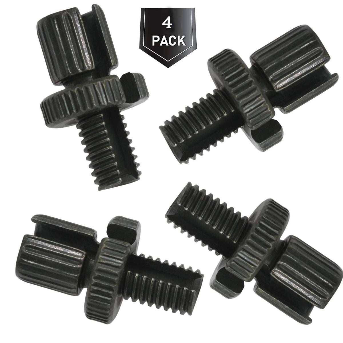 4-pack brake cable adjuster screw nuts and bolts, black metal ridged collars