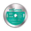 Aluminum cutting saw blade with green label and circular carbide teeth