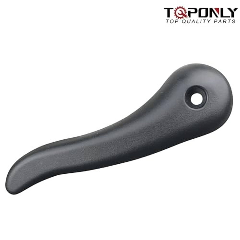 Seat recliner handle lever, dark gray/black curved lever with round mounting hole