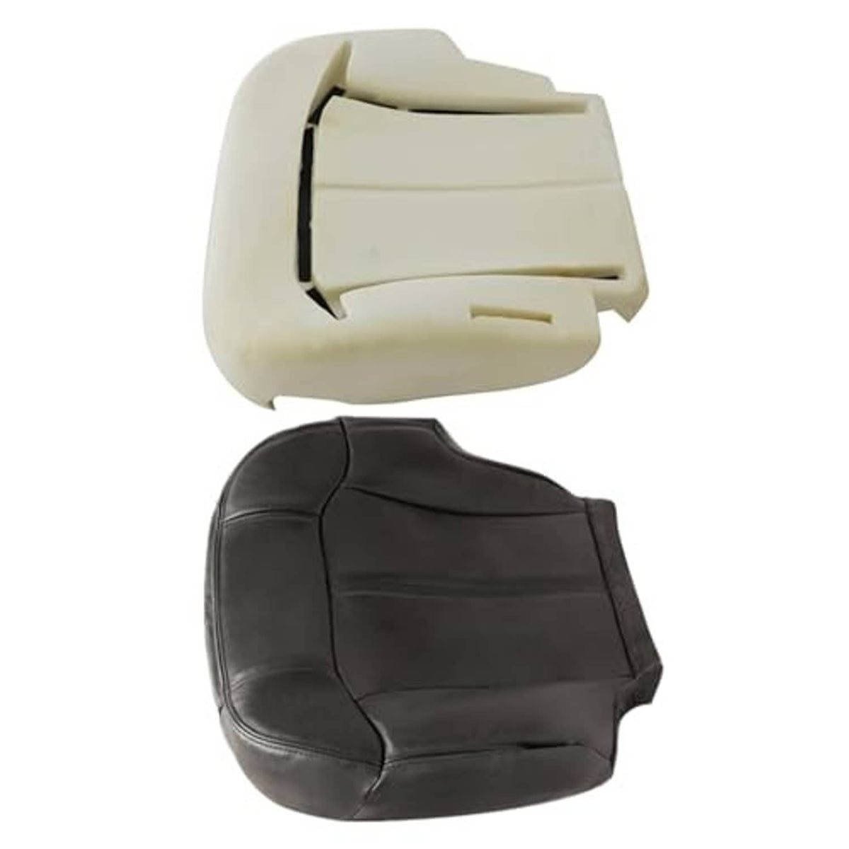 Front driver-side seat bottom cover with foam cushion set, dark gray and light gray