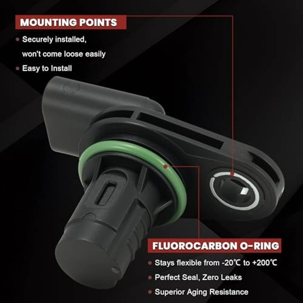 Camshaft position sensor with black body and green O-ring seal
