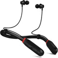 Black neckband Bluetooth wireless stereo headphones with two earbuds and cables