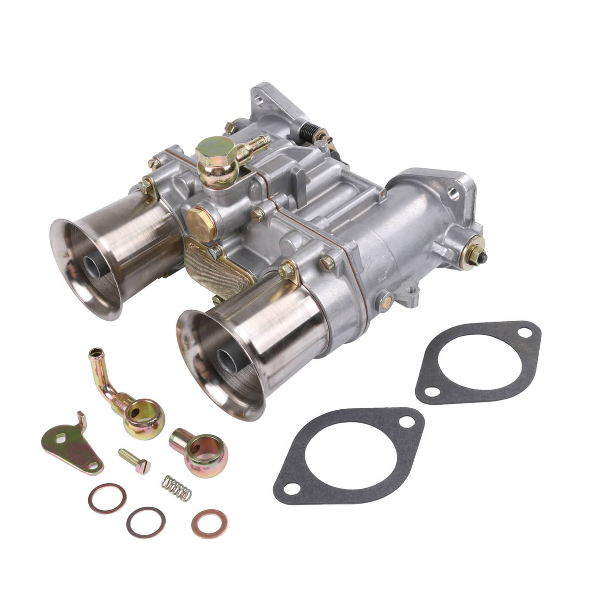Carburetor unit with twin cylindrical intake ports and included gasket set