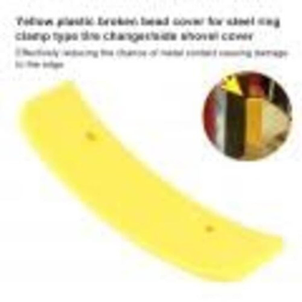 Yellow curved plastic bead breaker cover with two holes, protective guard piece