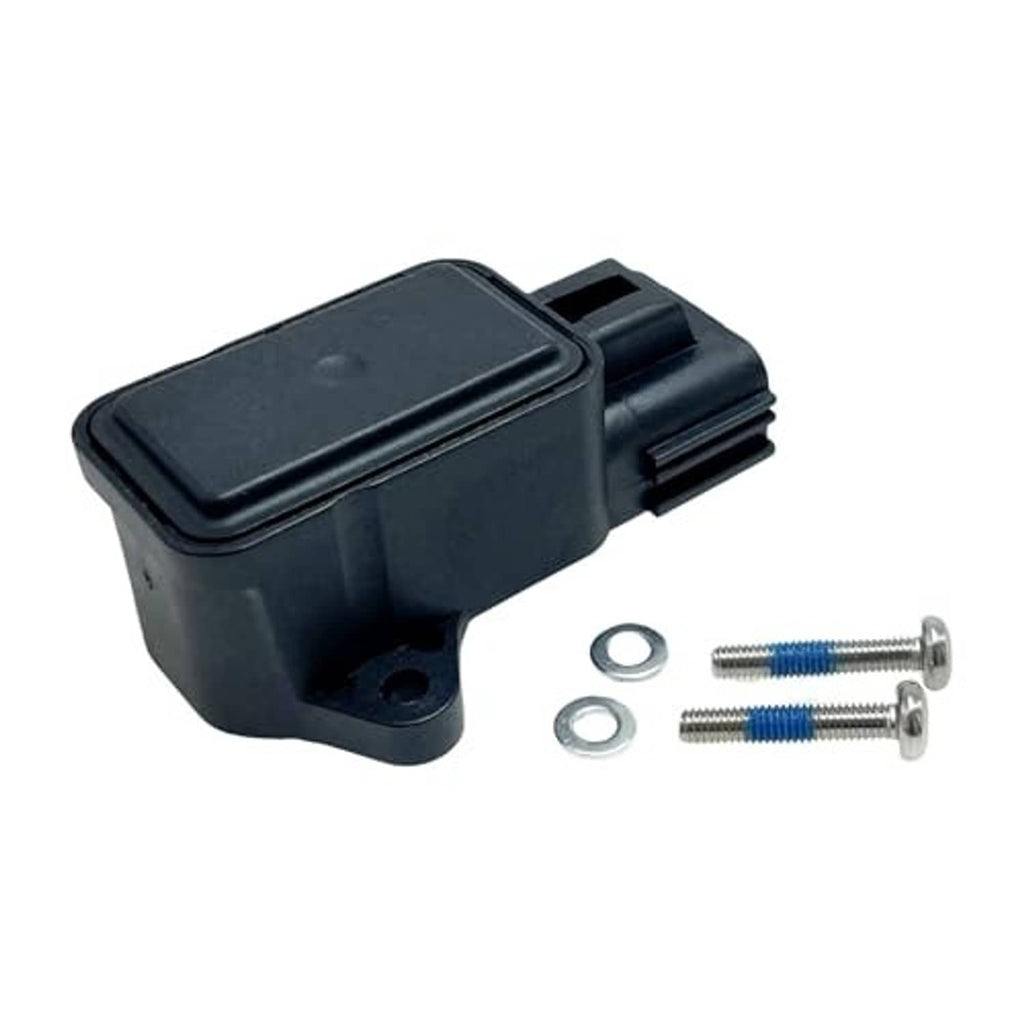 Throttle position sensor top view with electrical plug and included screws and washers