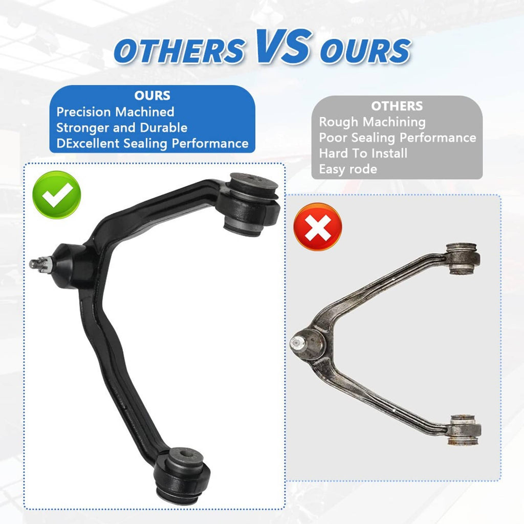 Control arm with ball joint and bushing, shown in black for suspension repair