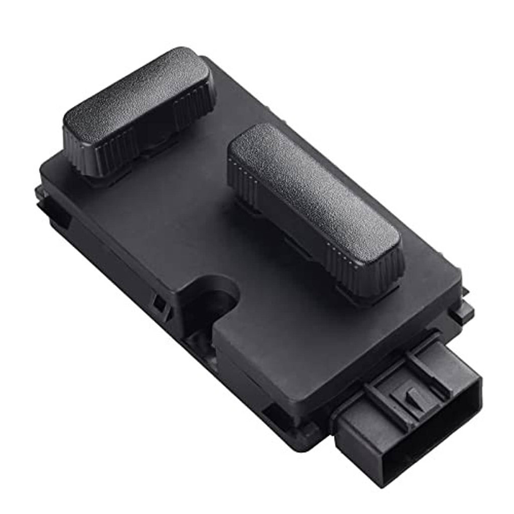 Power seat switch module shown at angle with two textured control levers