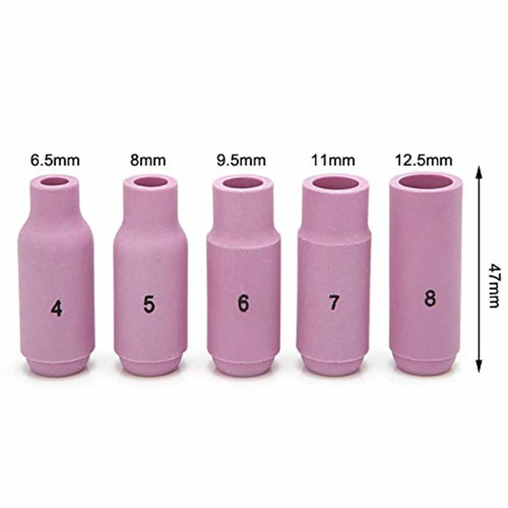 Purple collet nozzles numbered 4, 5, 6, 7, 8 arranged in a row