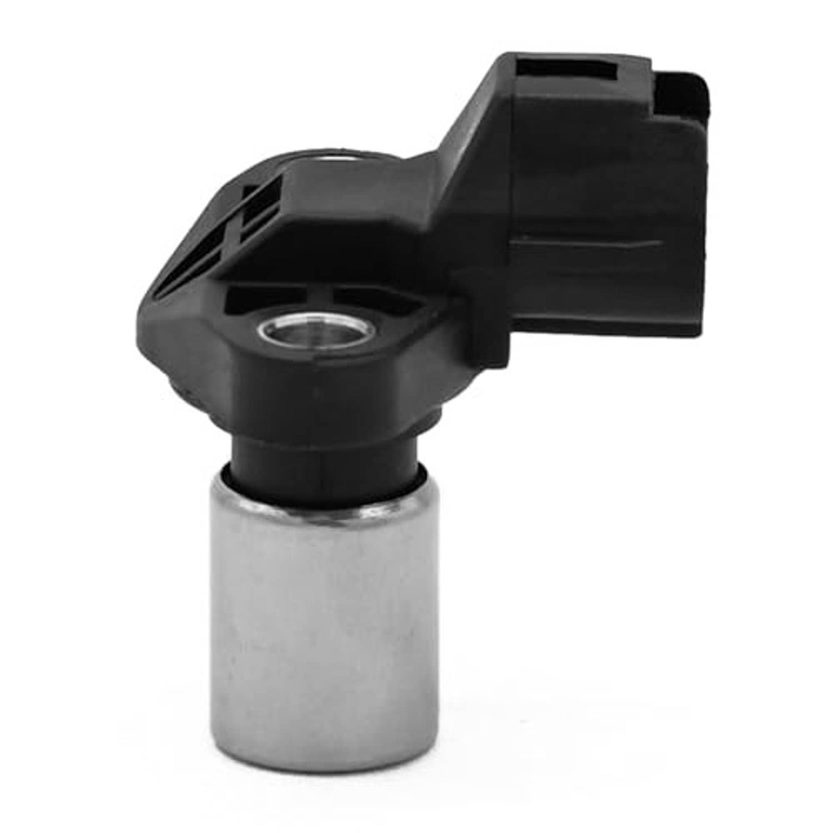 Camshaft position sensor with black connector end and top bracket, silver cylindrical base.