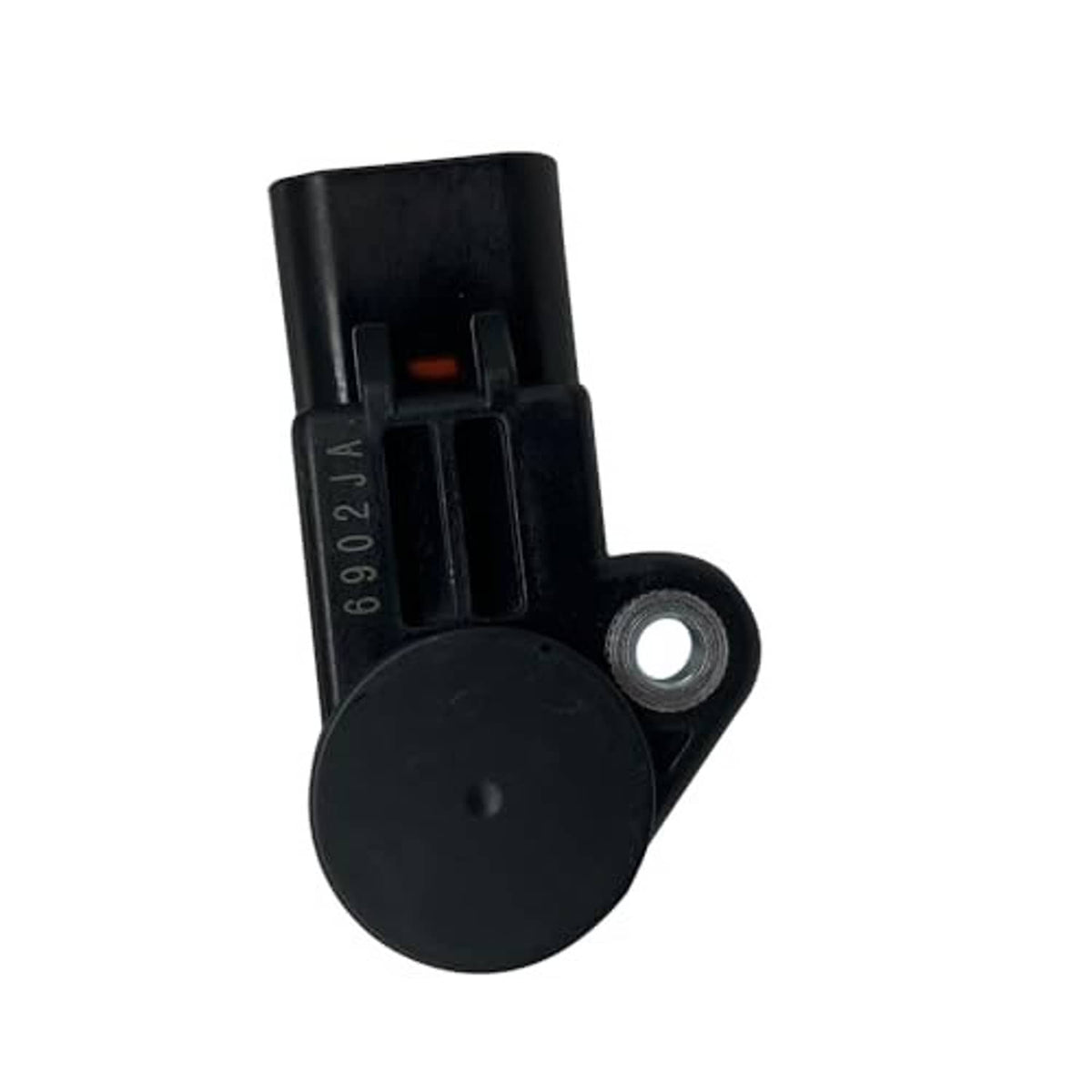 Long camshaft position sensor rear view with part number text and mounting hole
