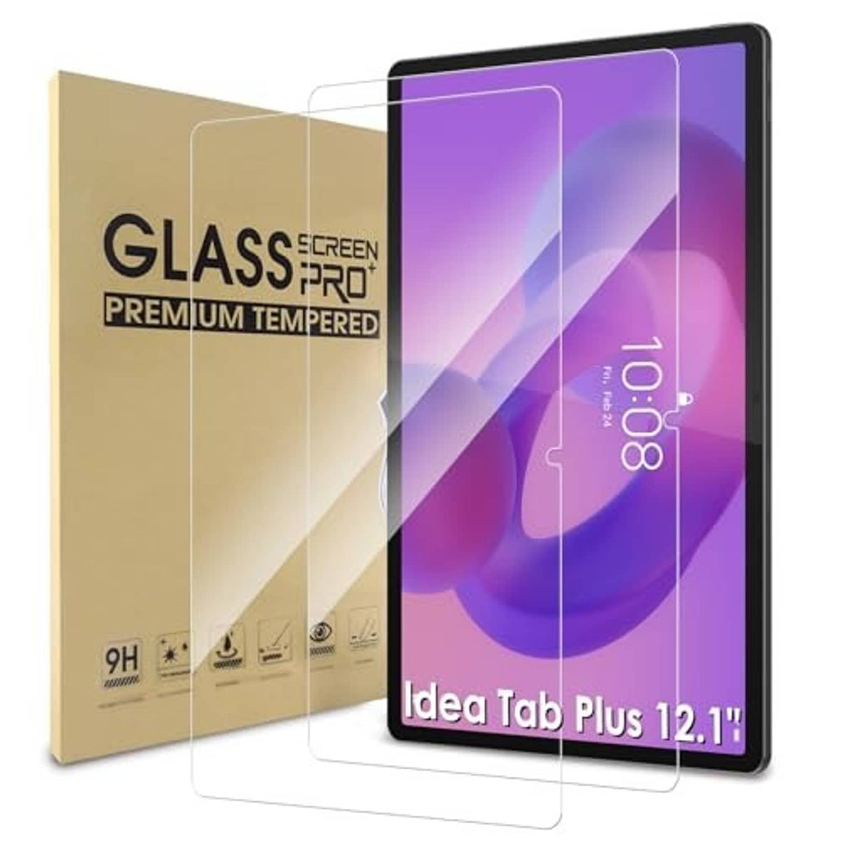 WD&CD 2-pack tempered glass screen protectors for tablet screens, clear full-cover fit