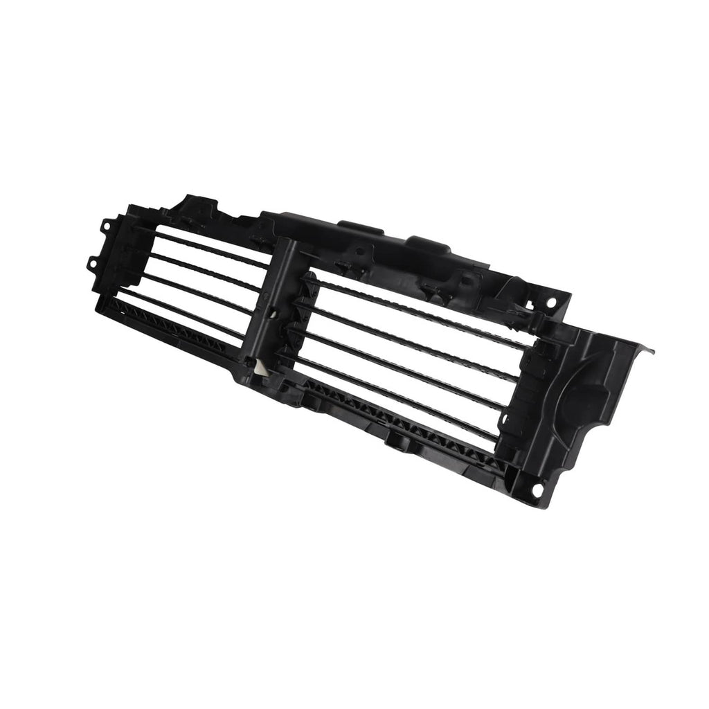 Black upper radiator grille air shutter with slatted vents and mounting brackets